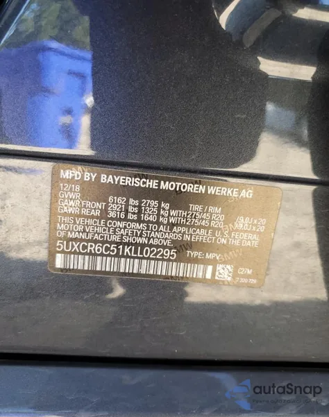 2019 BMW X5 xDrive40I из США, поврежденный, VIN 5UXCR6C51KLL02295